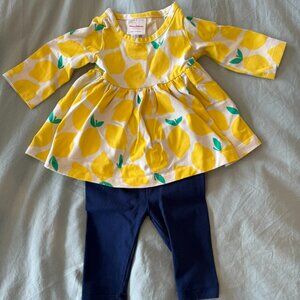 Hanna Andersson Baby Skater Dress & Leggings Set - Lemon Stand (0-3 M)